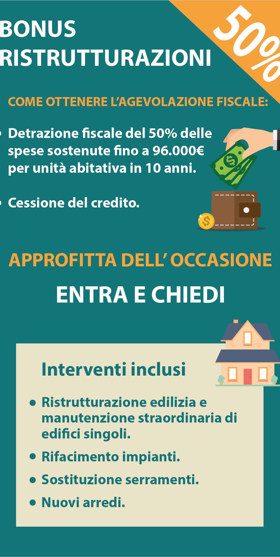 BONUS RISTRUTTURAZIONI 50% 💥💥💥                           Hai mai pensato di ristrutturare spendendo la metà? Approfitta dell'occasione!